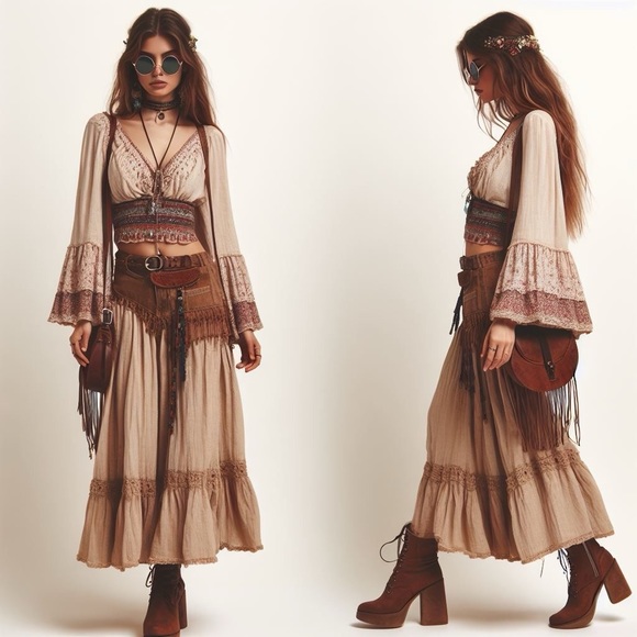 ✨ FIRE WITHIN ME ✨ BOHEMIAN GYPSY BOHO CHIC FESTIVAL TRIBAL SOUTHERN BELL EXOTIC - Picture 3 of 16